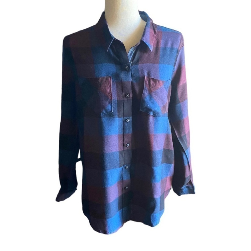 LUCKY BRAND-PLAID FLANNEL BUTTON UP-SIZE MEDIUM